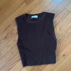 Aritzia Ribbed Sleeveless Tank - Brown